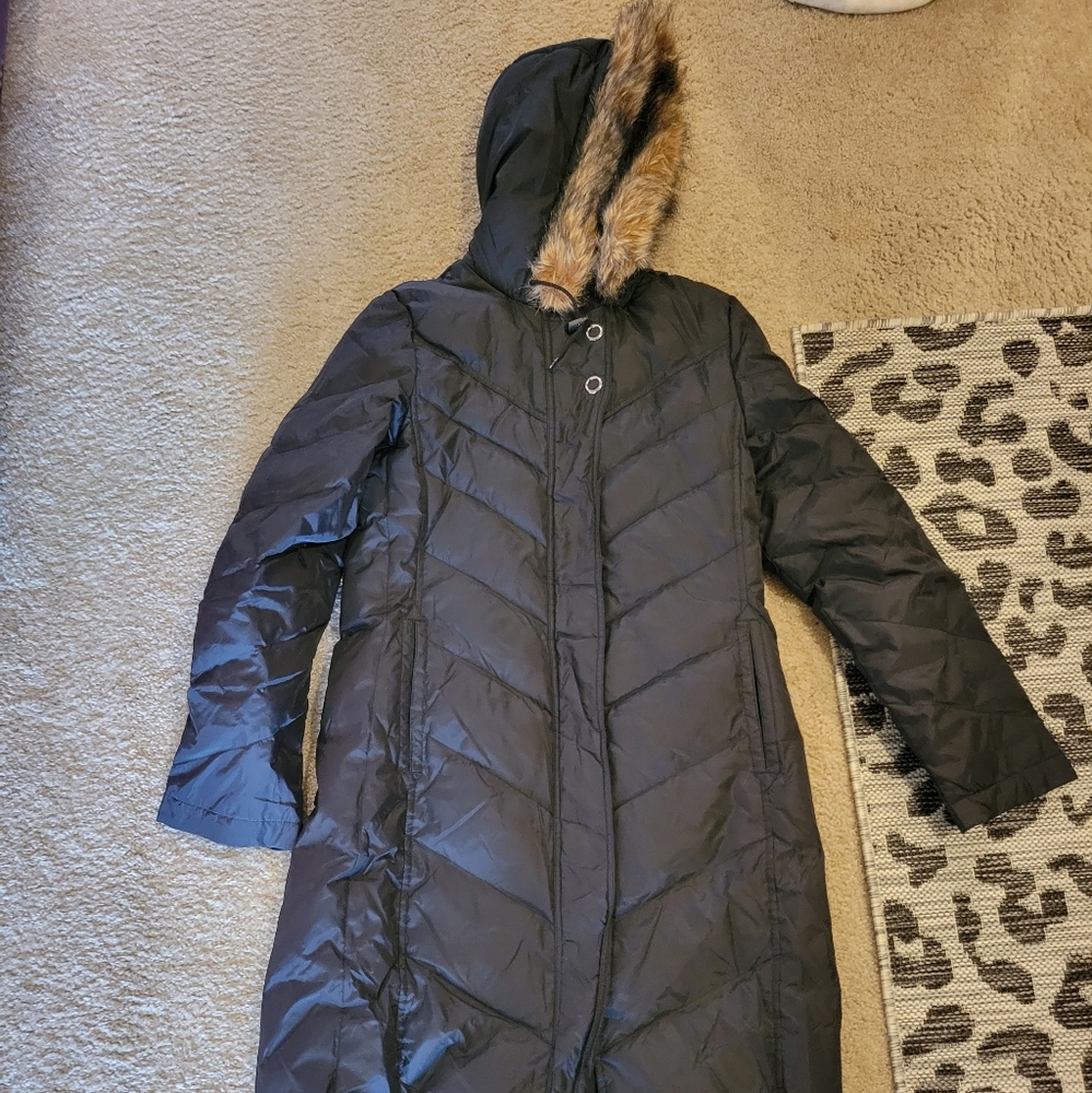 Long black puffer coat